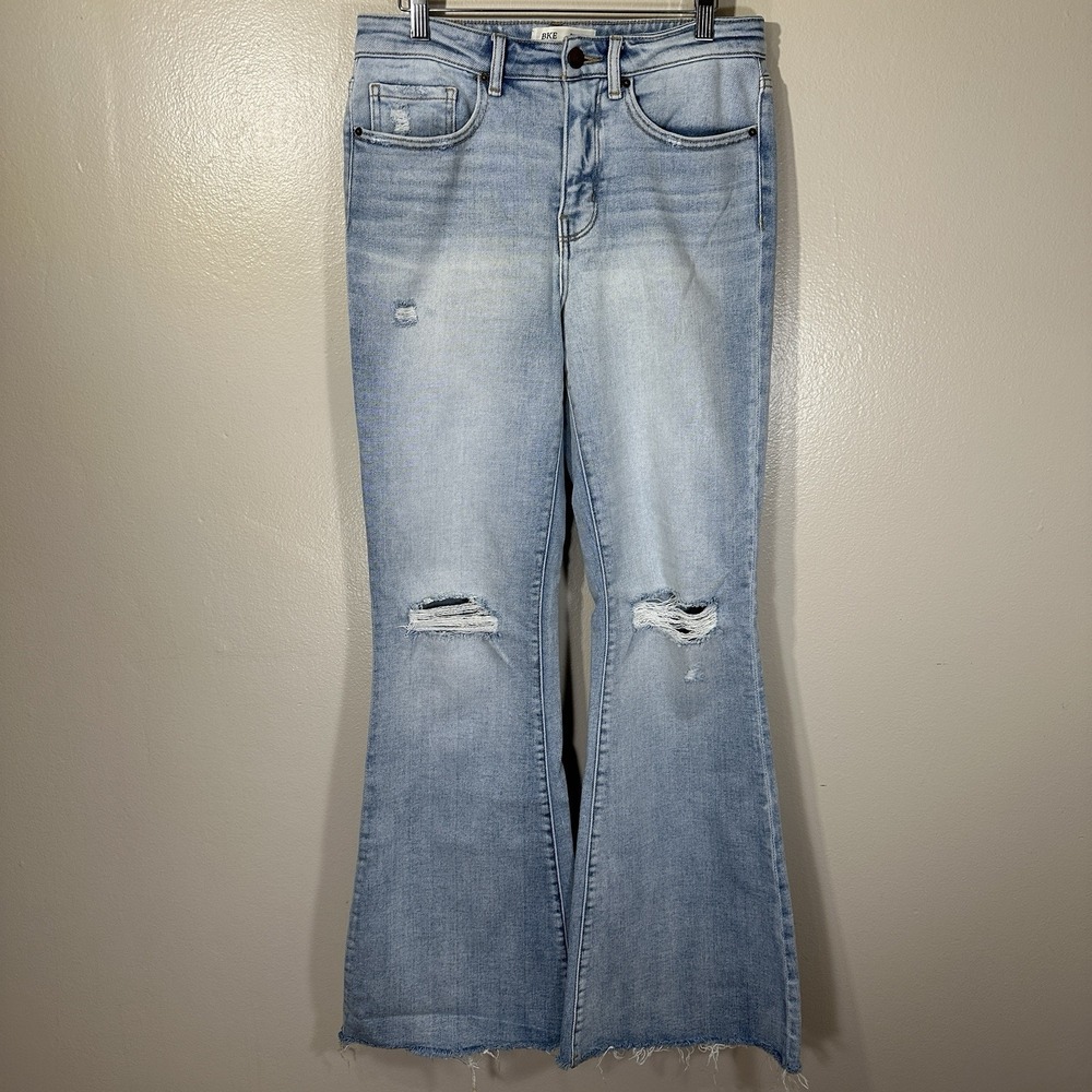 Light Blue Distressed Flare Jeans